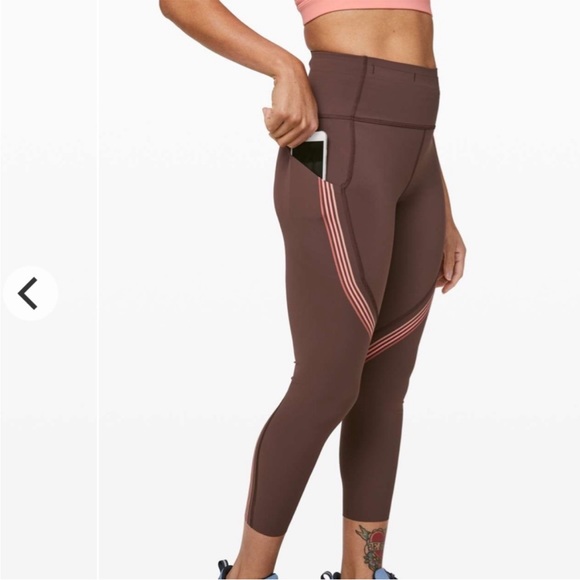 Like New Lululemon Speed Limit Crop 23" Cherry Cola EUC - Picture 6 of 13